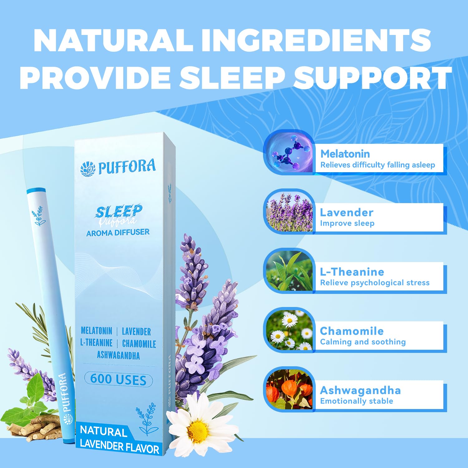 Puffora Ashwagandha Diffuser Pen delivers gentle daily relaxation.