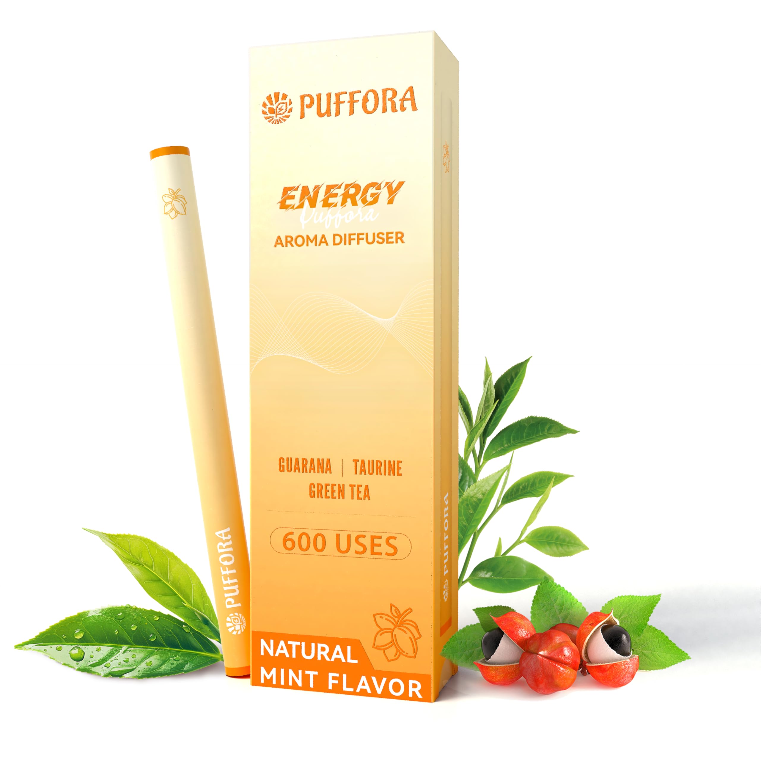 Puffora Energy Diffuser Pen aesthetic shot with soft lighting.