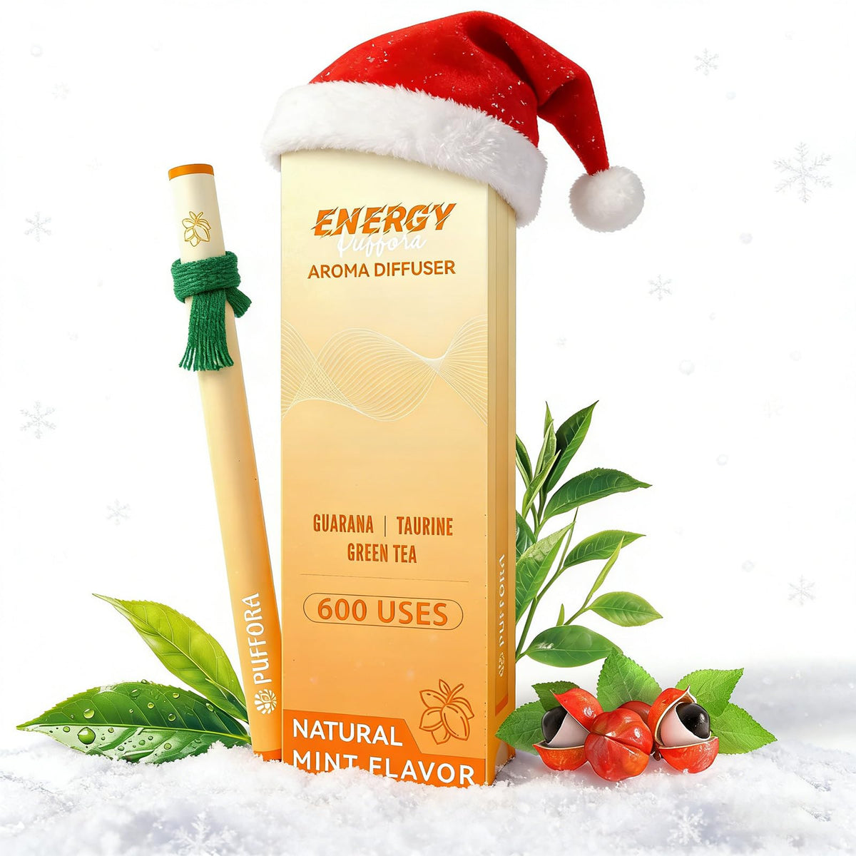Puffora Energy Diffuser Pen front view for daily vitality on the go.