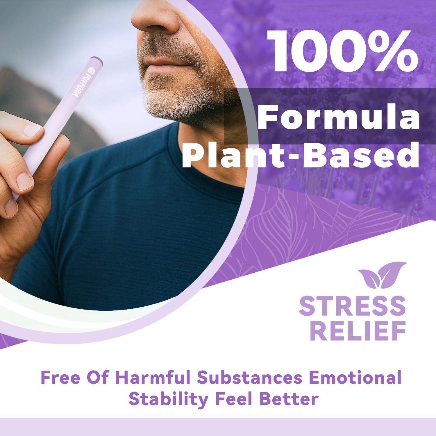 Puffora Herbal Diffuser Pen showing lavender notes for daily unwind