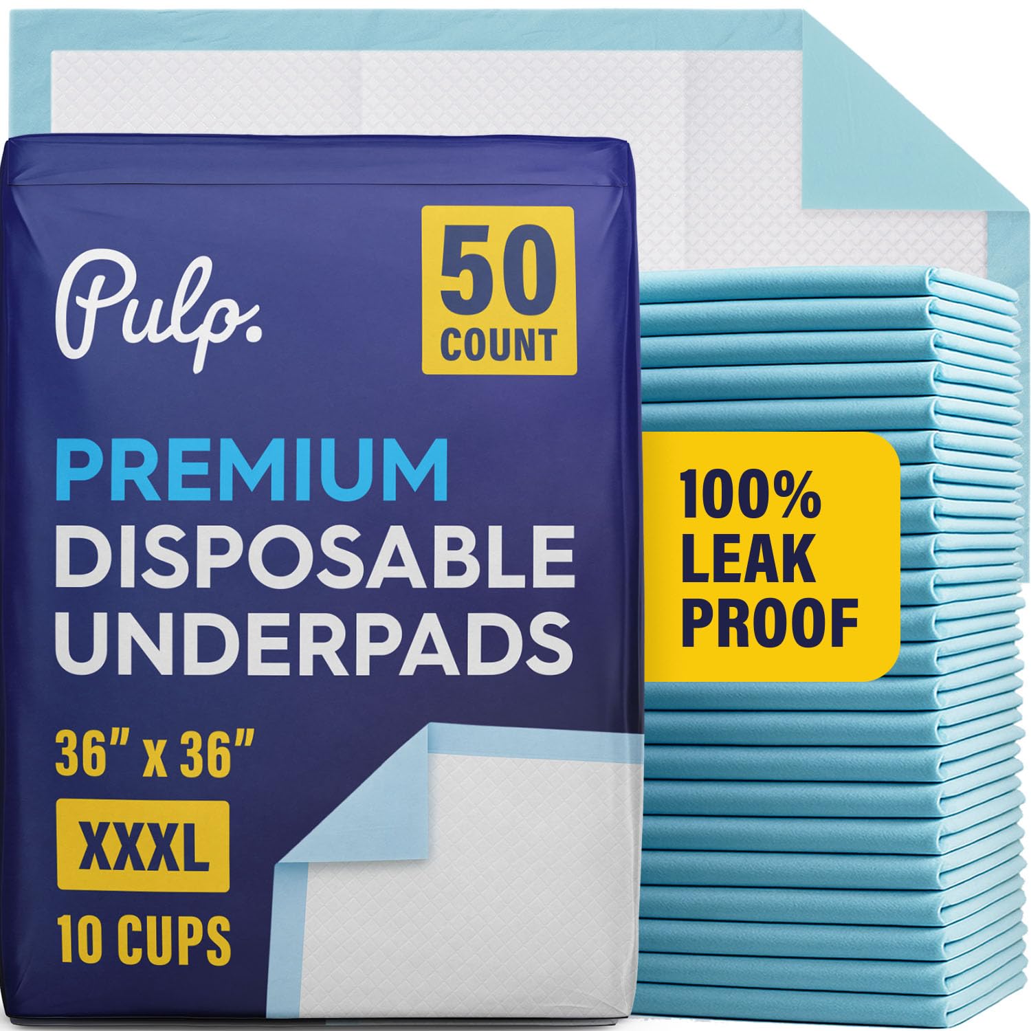 Pulp XXXL bed pad pack front view showing generous absorbency for overnight protection.