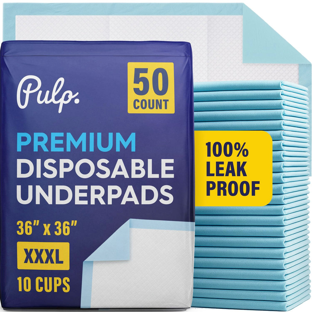 Pulp XXXL bed pad pack front view showing generous absorbency for overnight protection.