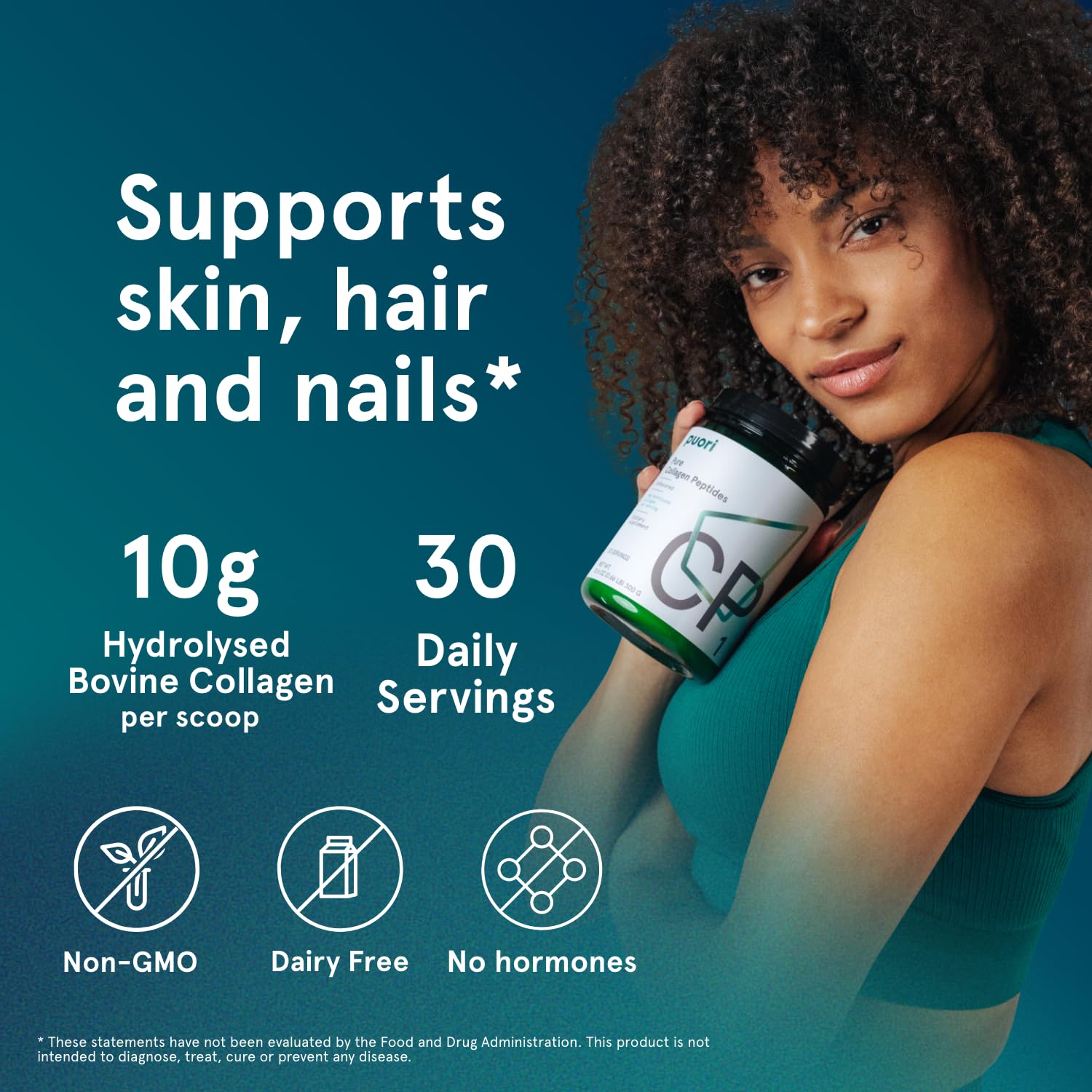 Close-up texture of powder, high protein concentration and blend-friendly formula.