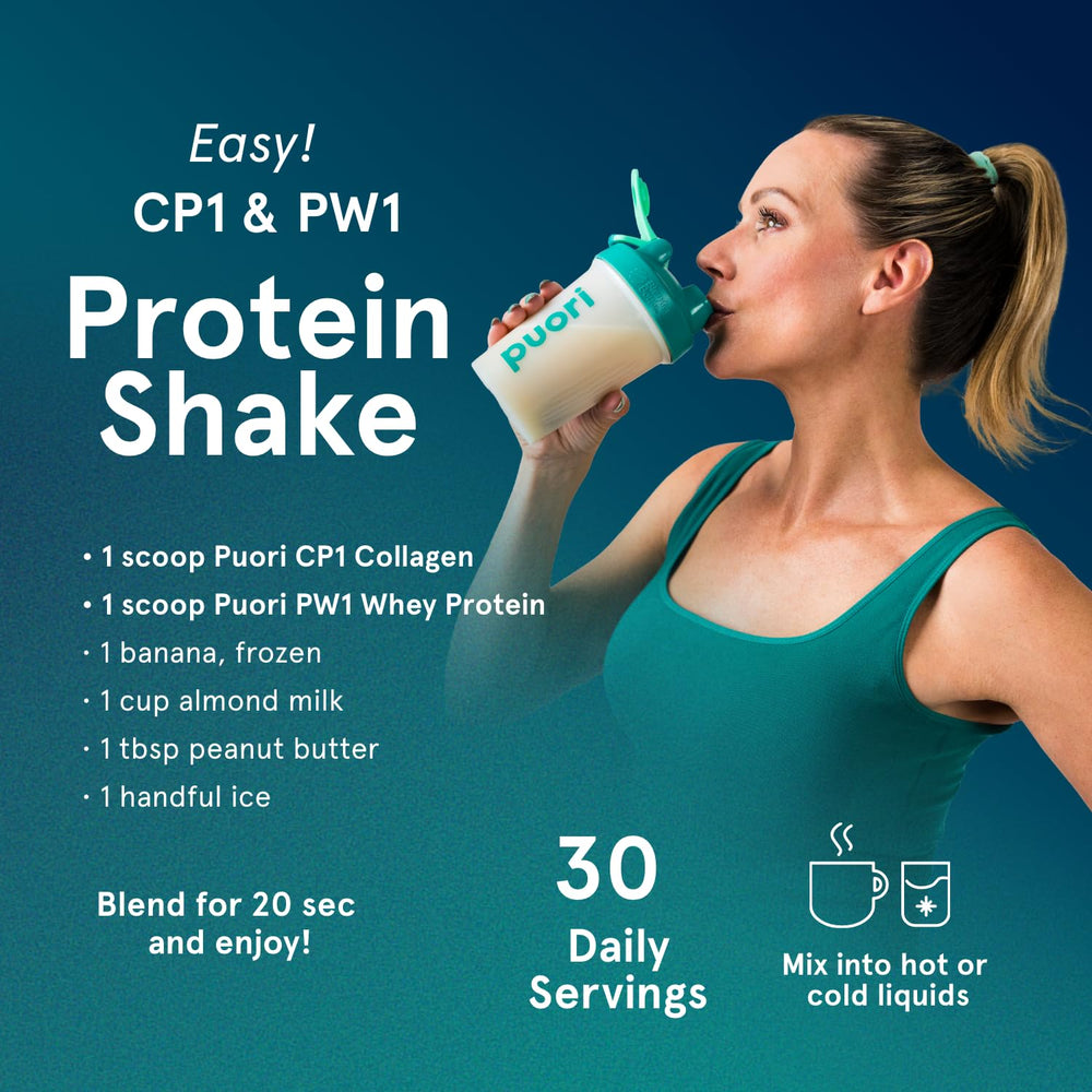 Collagen-peptides stirred into shake for post-workout recovery possibilities.