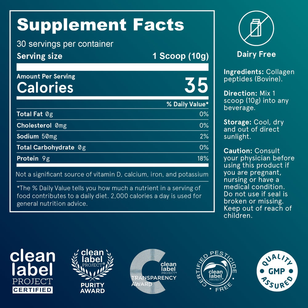 Puori collagen bottle on counter, clean-label bovine collagen for easy mixing.