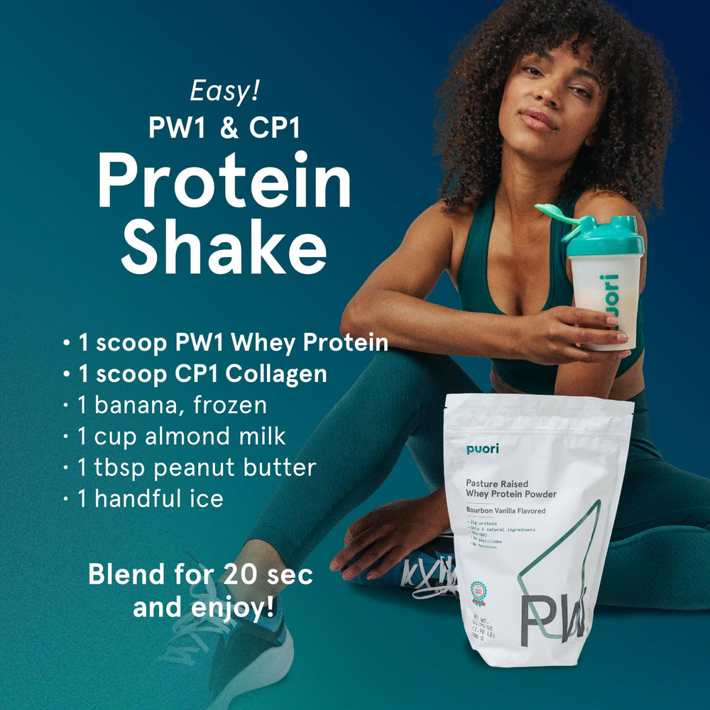 Puori PW1 powder blended easily into water for quick shake