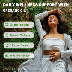Puouoo oregano oil capsules softgels closeup designed for easy swallowing and daily use