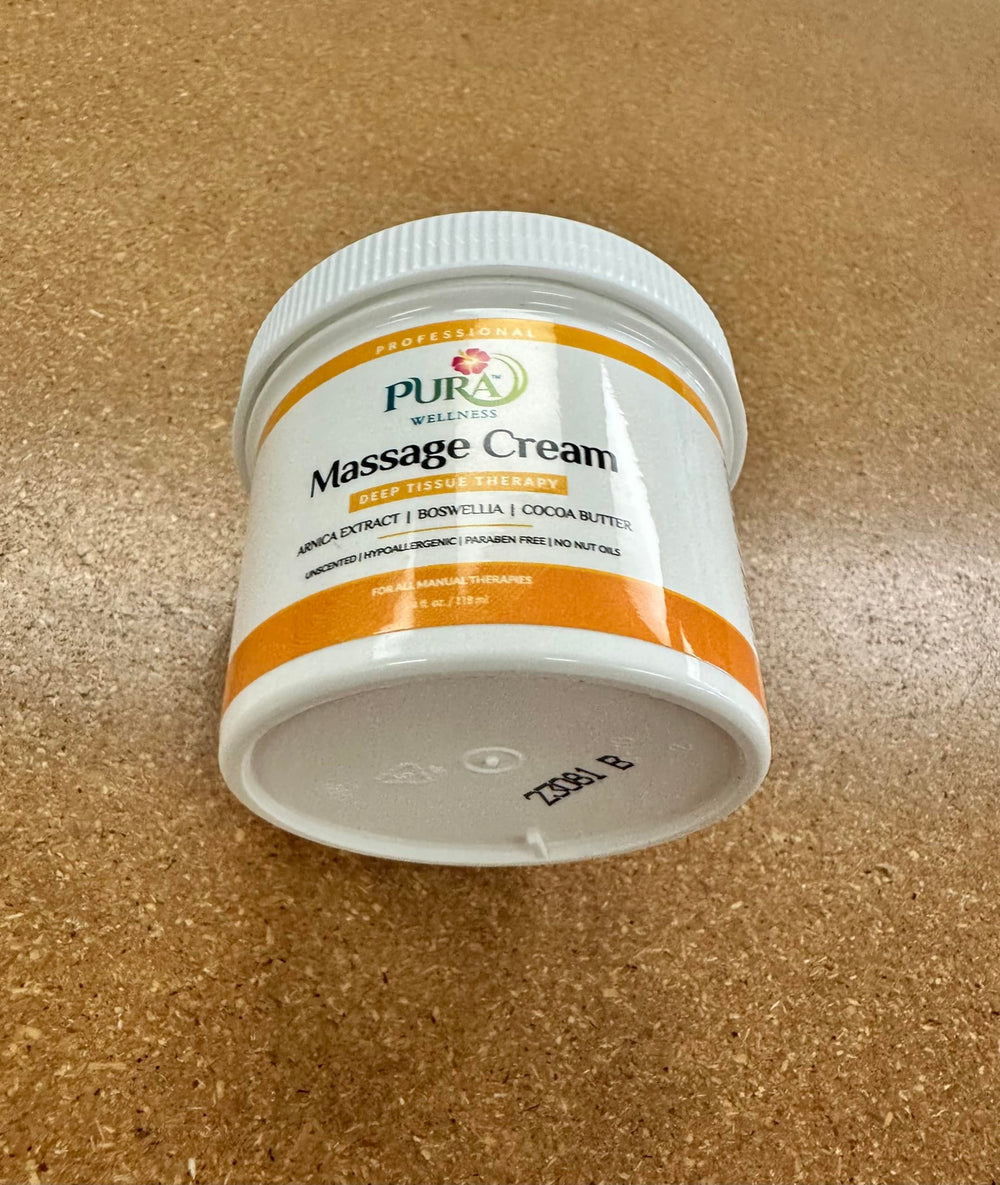 PURA 1st Wellness cocoa butter presence suggests rich spread for massage