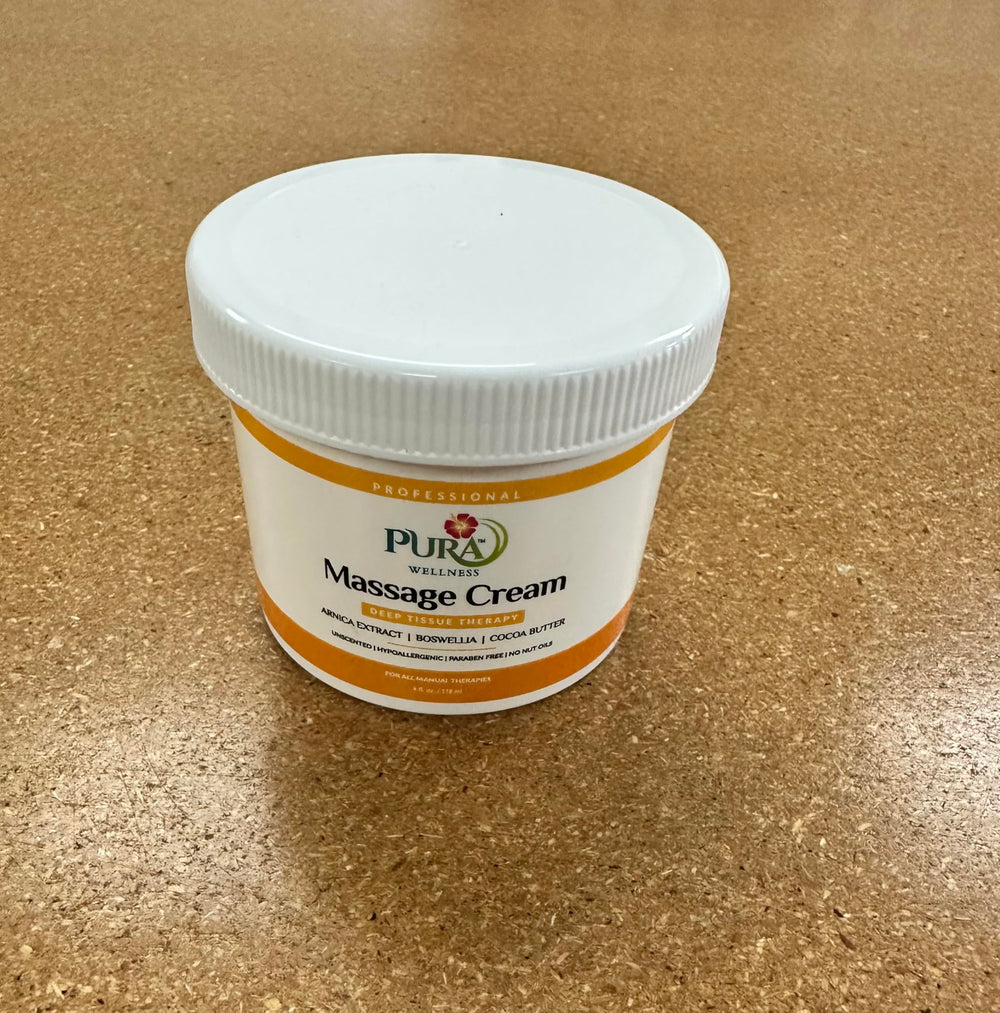 PURA 1st Wellness deep tissue cream pump bottle ready for clinic use