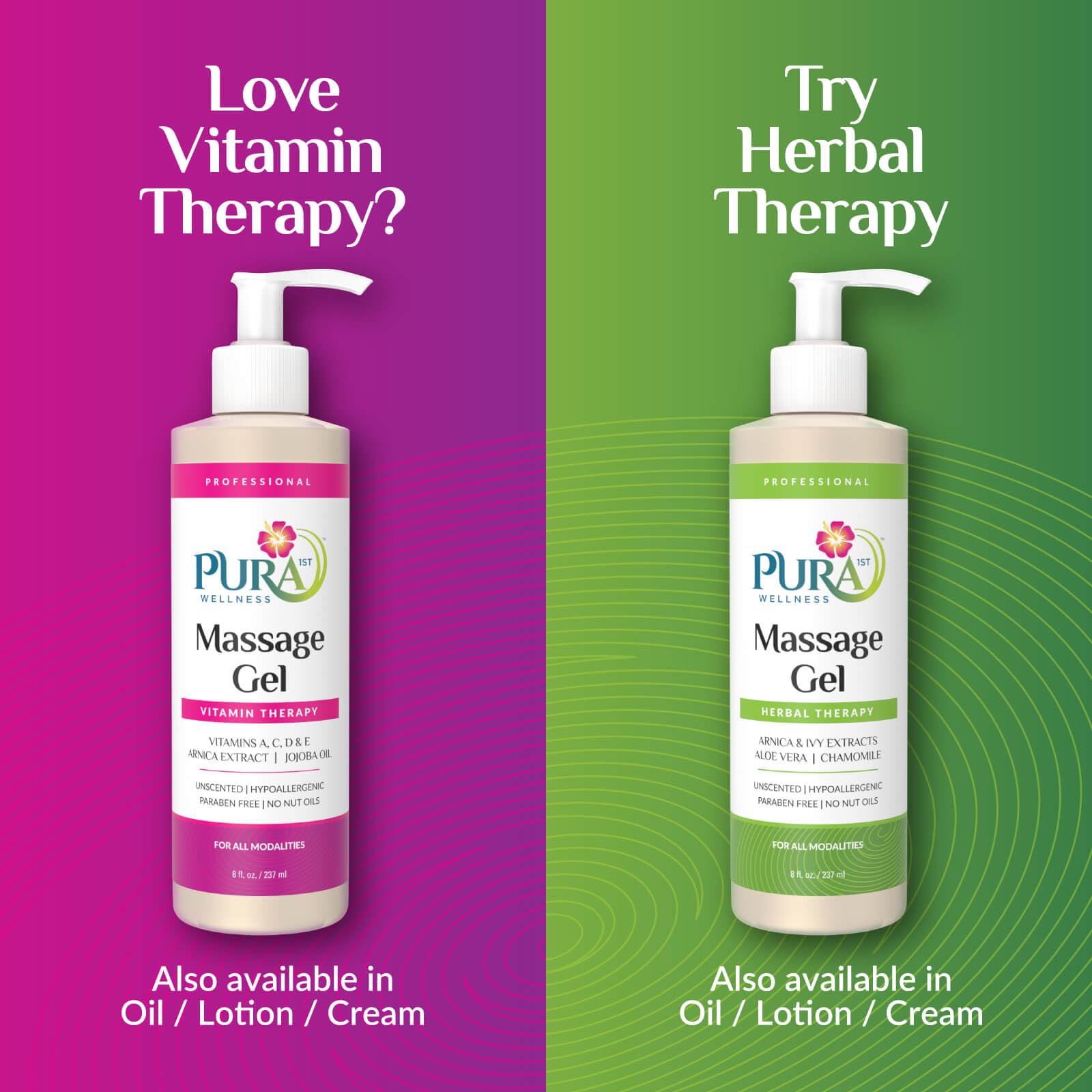 USA-made PURA 1st massage gel ideal for frequent professional use.