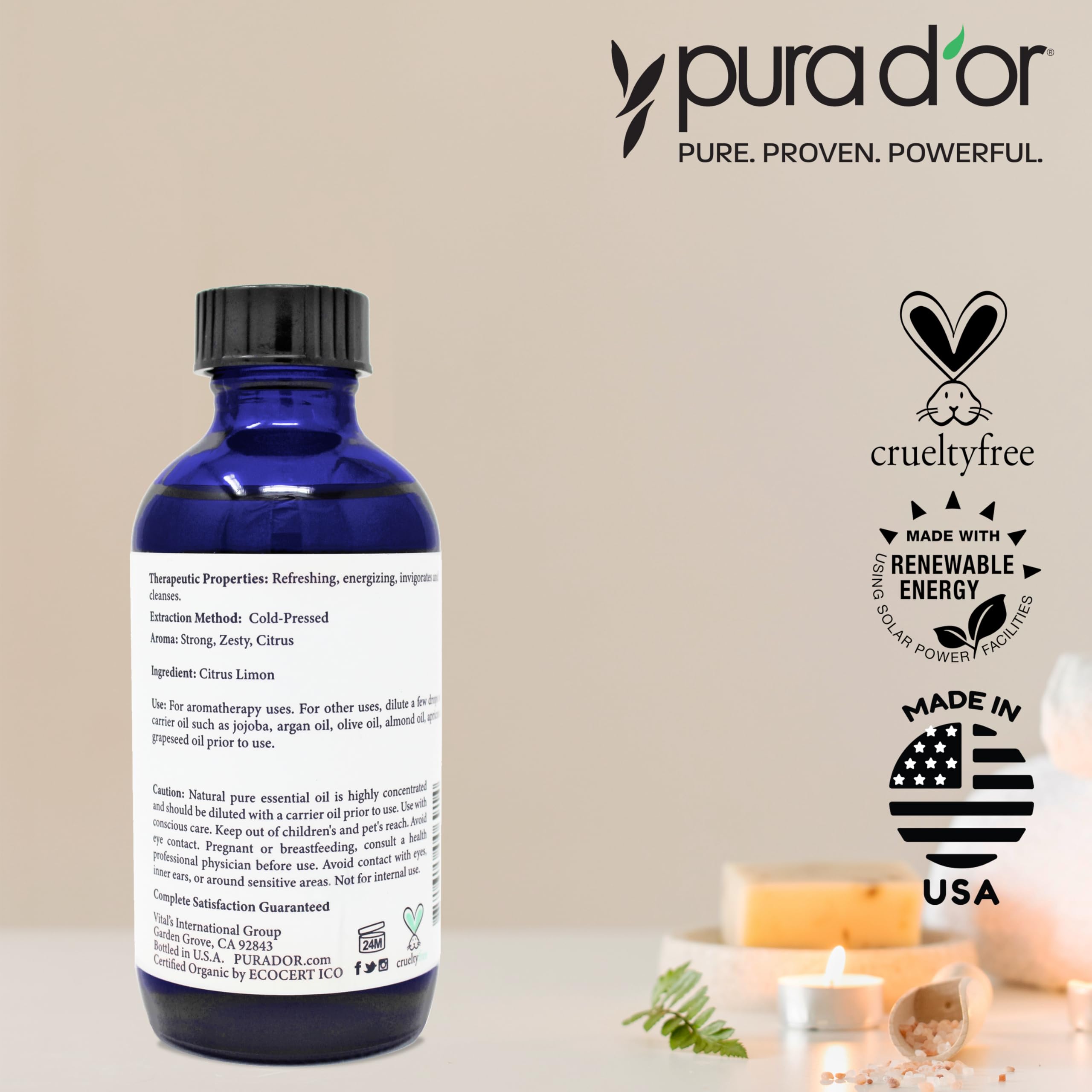 PURA D'OR Lemon Oil diffuser in an office for mood uplift and focus.