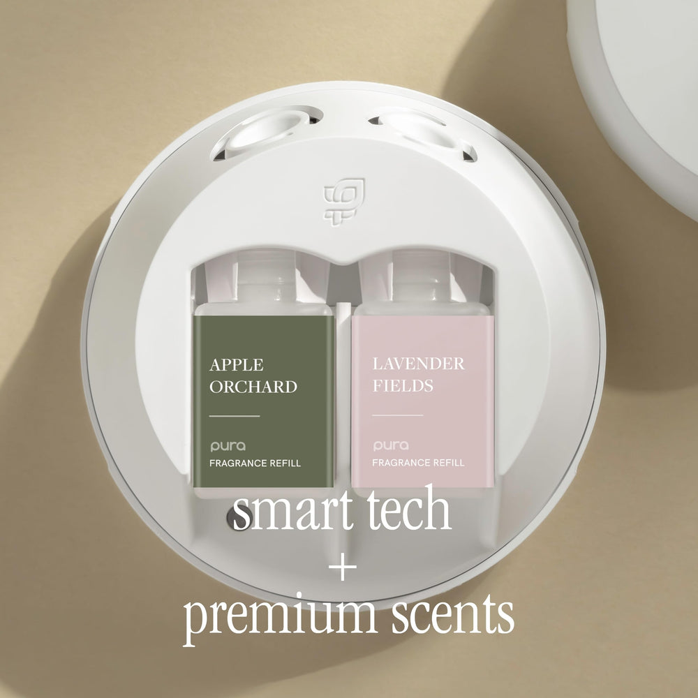 Pura fragrance vial lasts up to 120 hours for low-maintenance scenting.