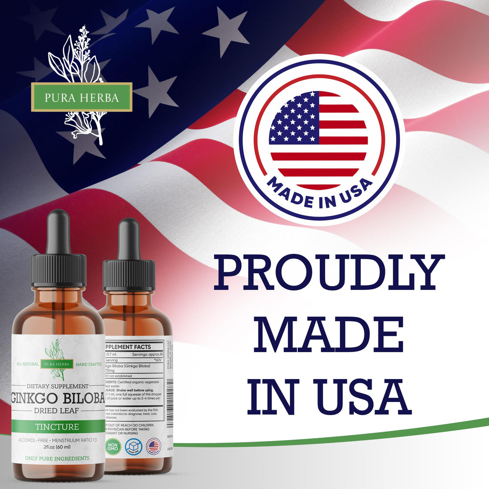 Pura Herba bottle with glass emphasizes vegan, alcohol-free brain support.
