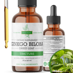 Pura Herba Ginkgo Biloba liquid bottle shown, organic extract for daily focus.