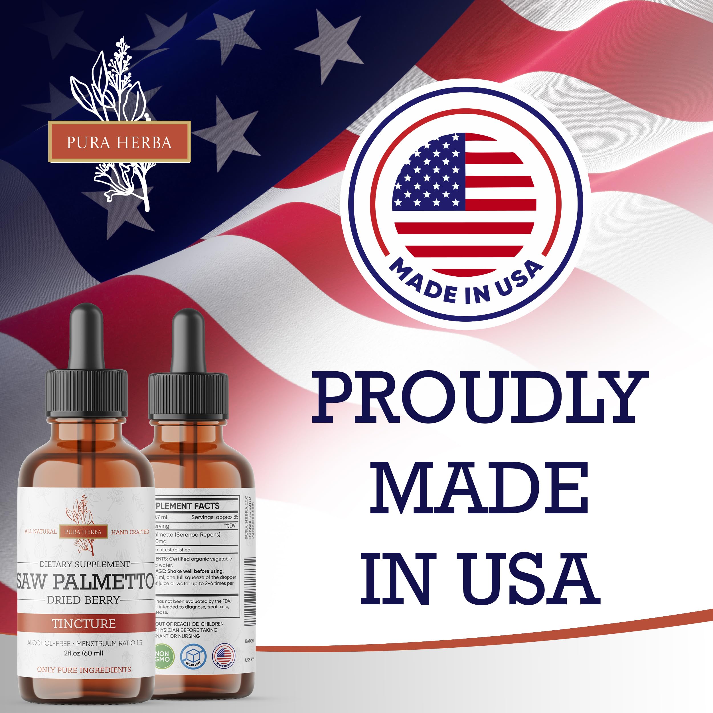 Pura Herba Saw Palmetto Tincture 4 oz bottle for long-term routine.