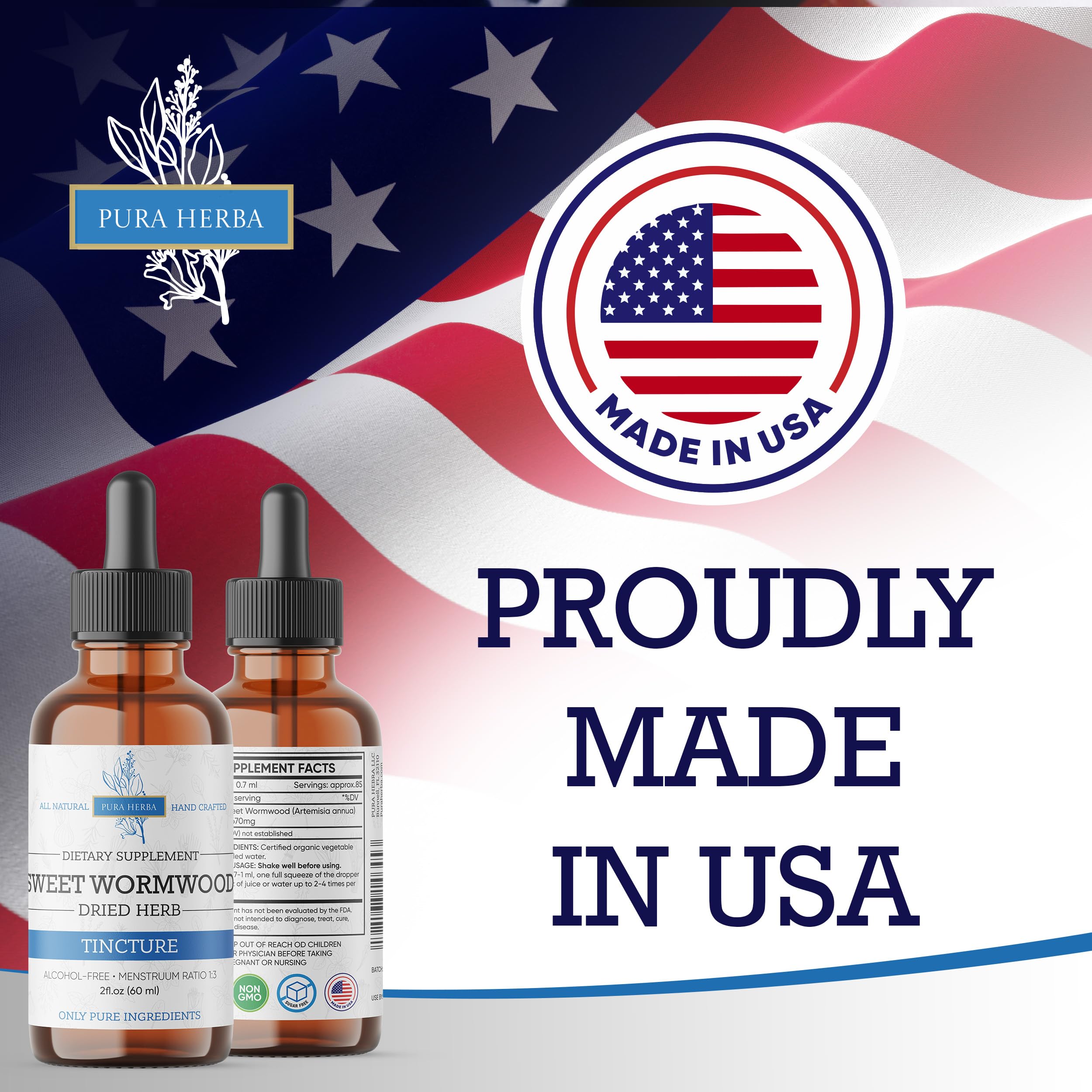 Pura Herba vegan-friendly drops beside herbs, suggesting natural detox