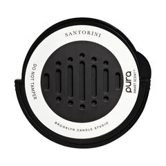 Pura Santorini car diffuser refill bottle for long-lasting in-car fragrance.