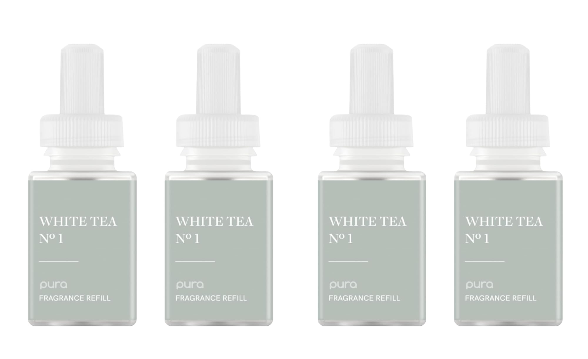 Pura White Tea No.1 refill pack ready for swap, delivering lasting aroma.