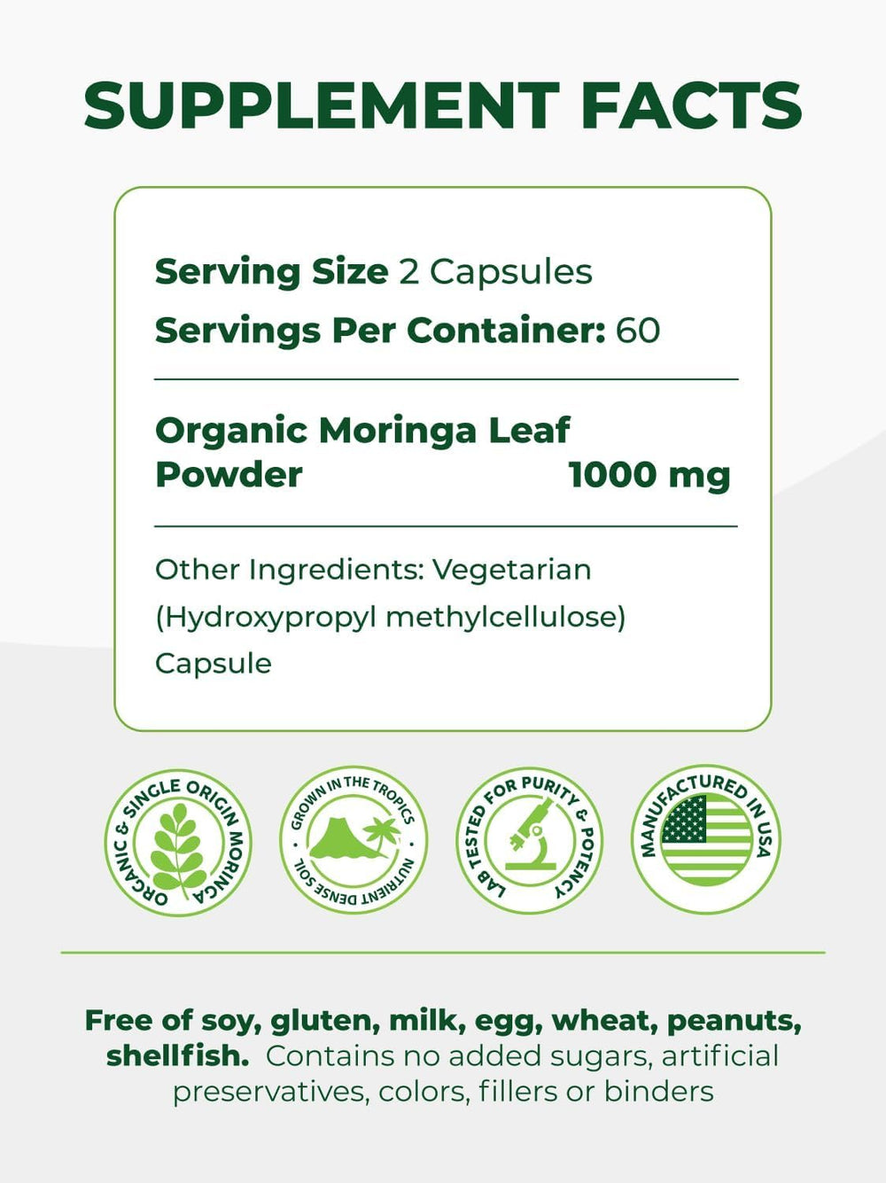 PURA VIDA MORINGA leaf close-up shows nutrient-rich source