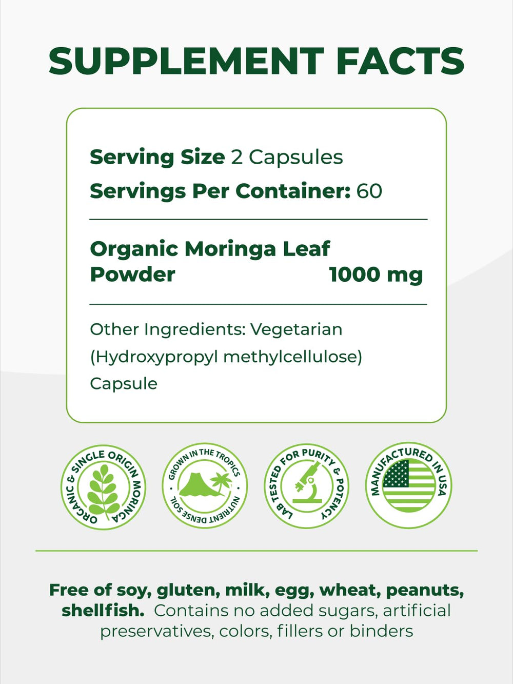 Pura Vida Moringa leaves powder reveals nutrient-dense greens.