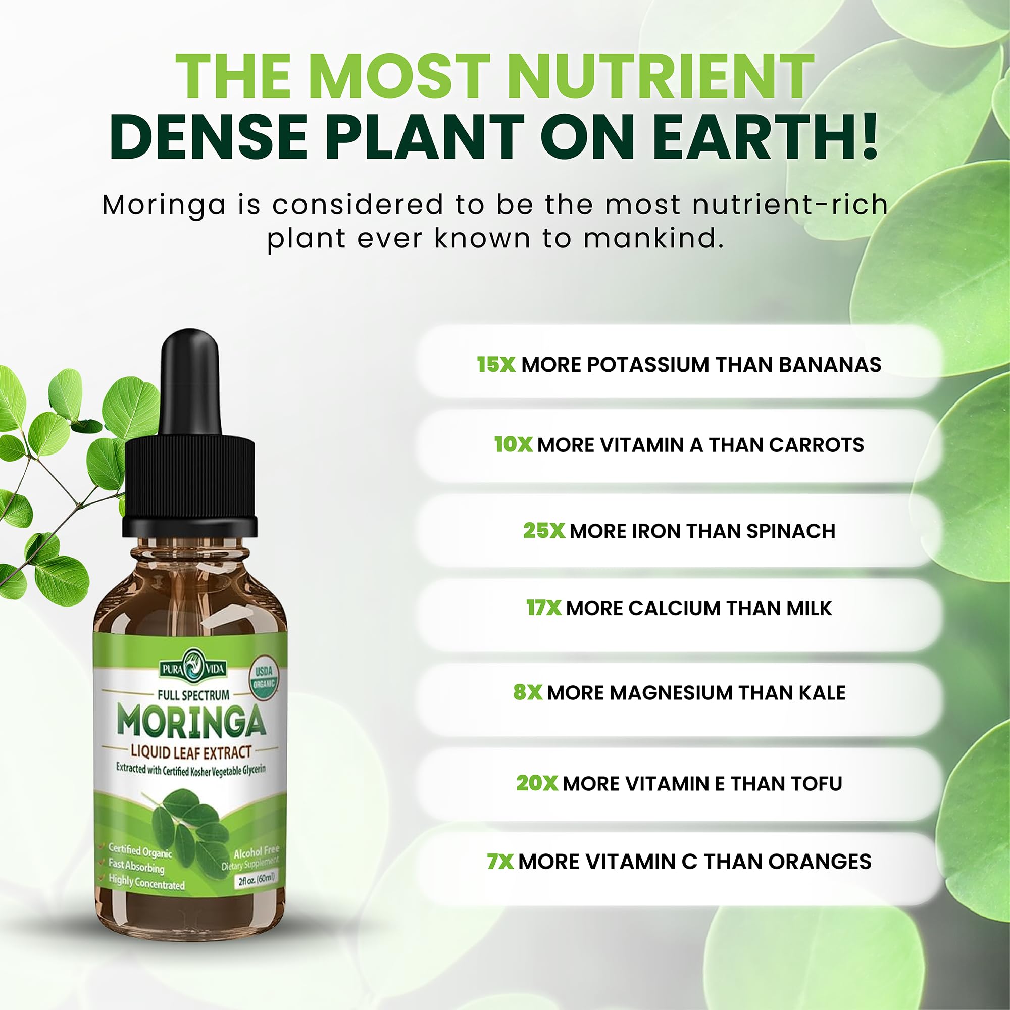 Moringa oil-infused liquid formula from PURA VIDA for nutrient-rich care