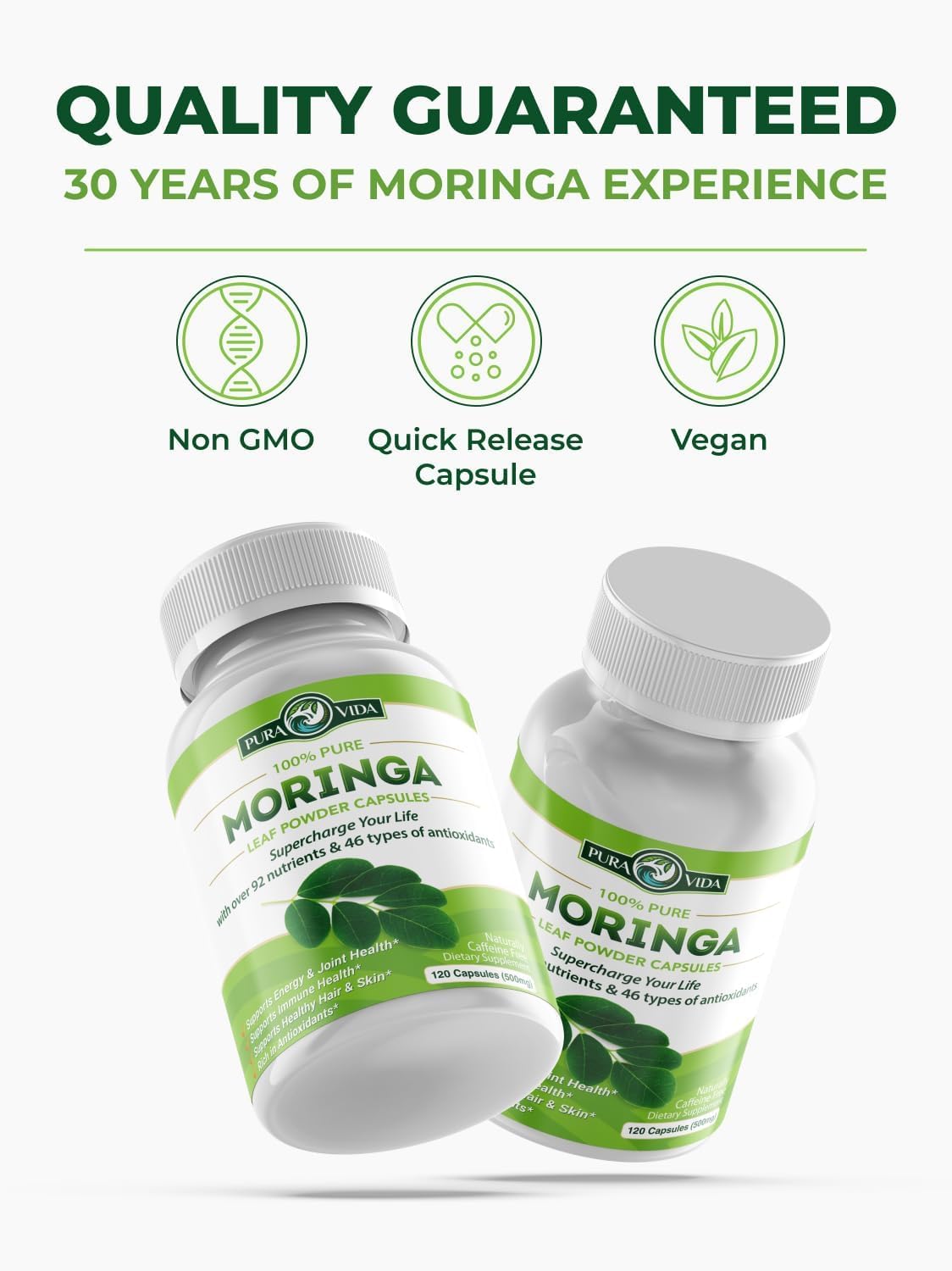 PURA VIDA MORINGA organic certification label signals purity
