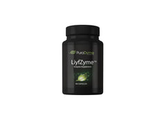 Puradyme LiyfZyme bottle front with plant-based capsules for digestion support.