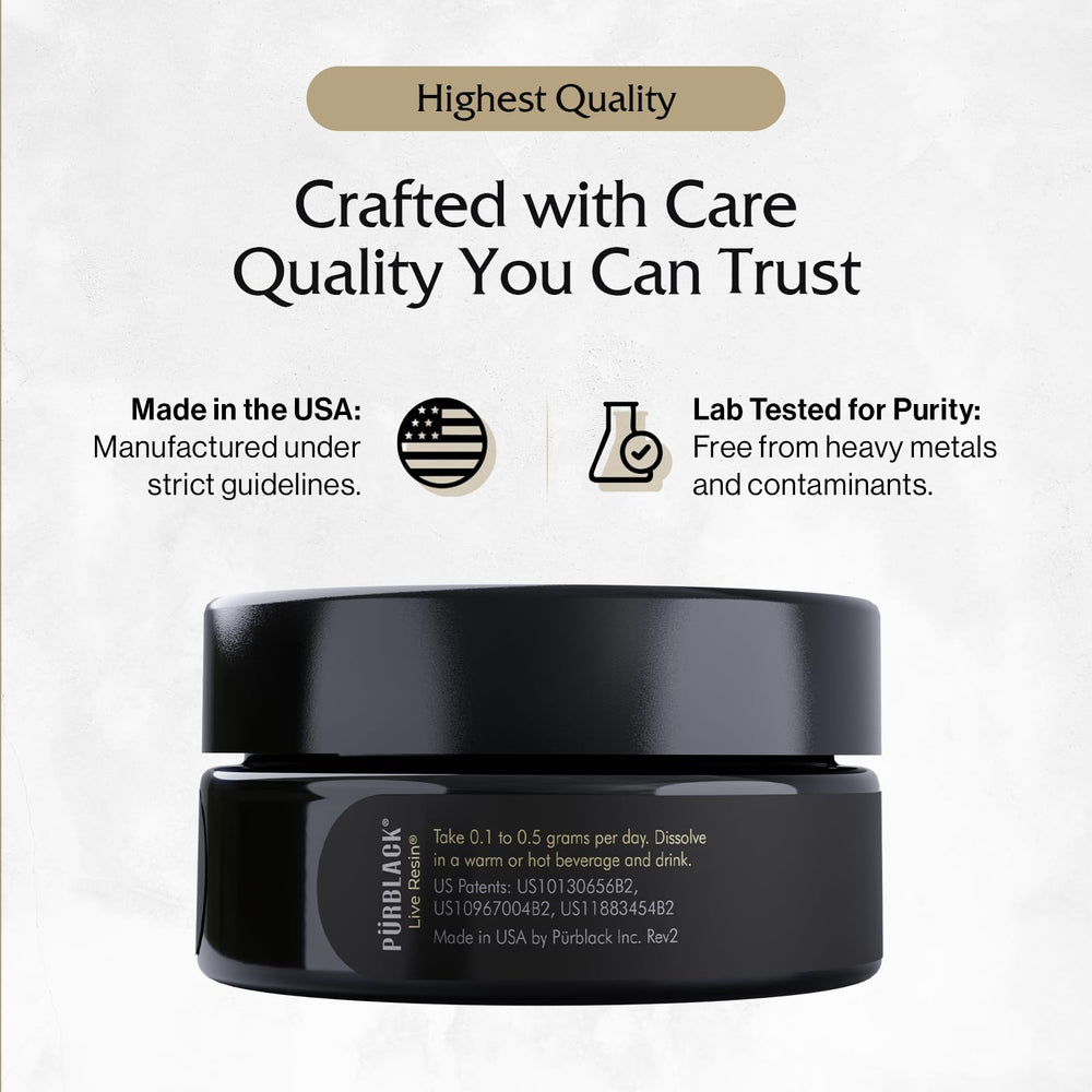 Pürblack Live Resin purity testing pot implies rigorous quality checks
