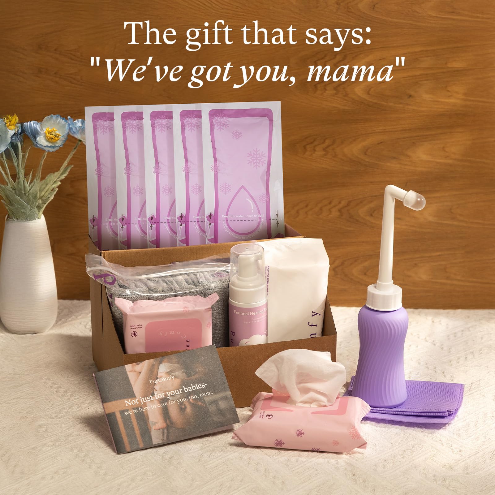 PurComfy gift-ready postpartum kit for new moms