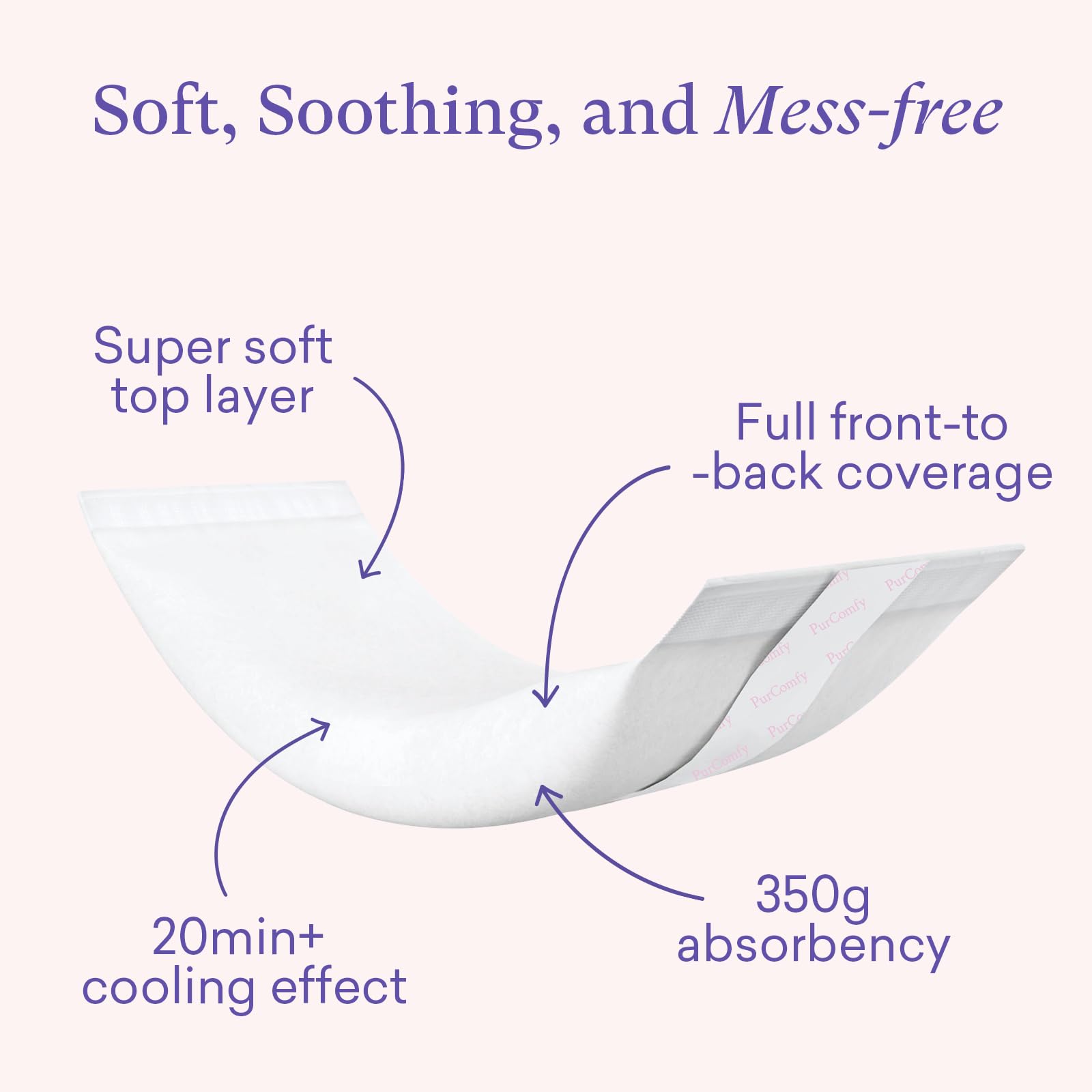 PurComfy skin-friendly formula close-up, safe for sensitive postpartum skin.