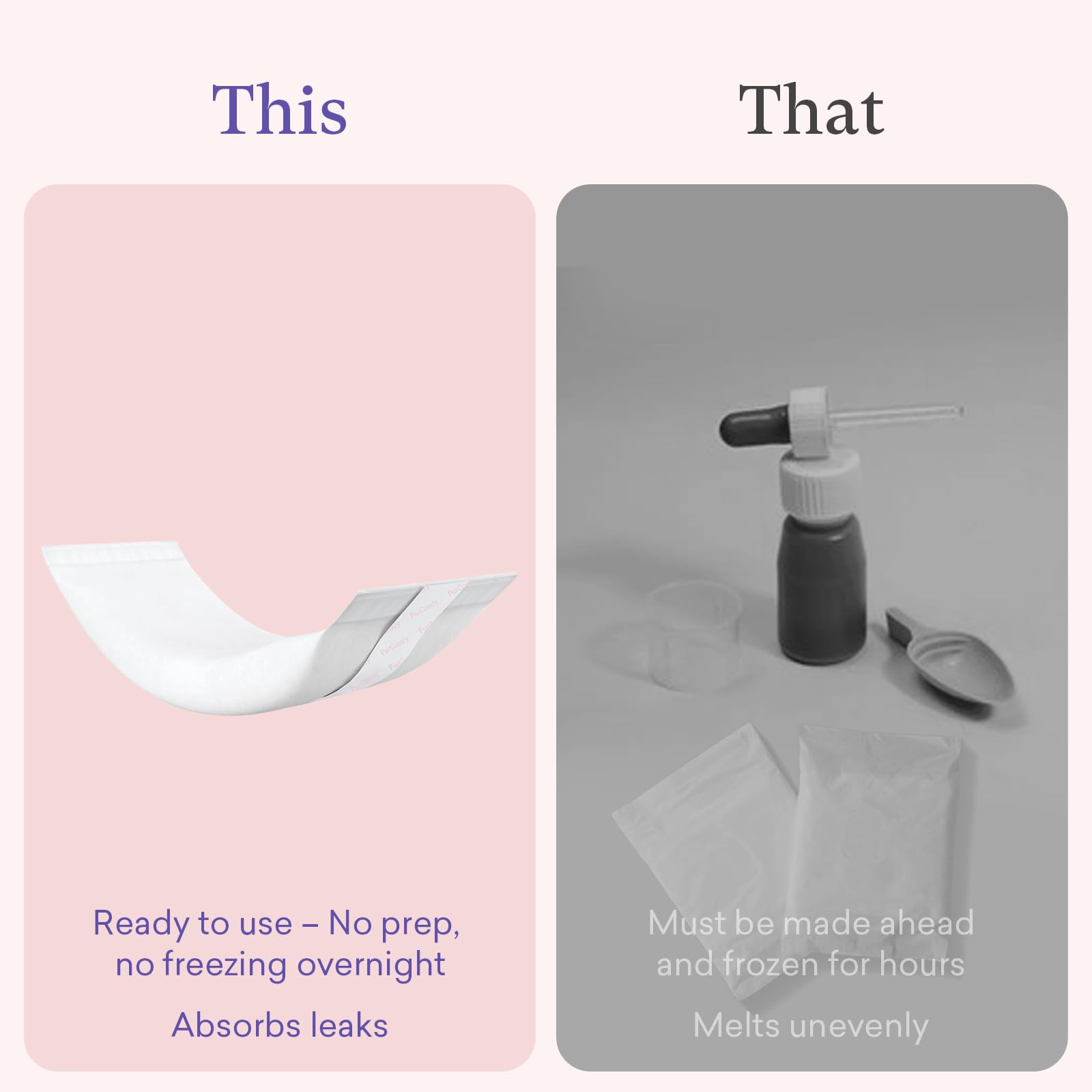 PurComfy postpartum essentials bundle, designed to pair with maternity pads and peri bottles.