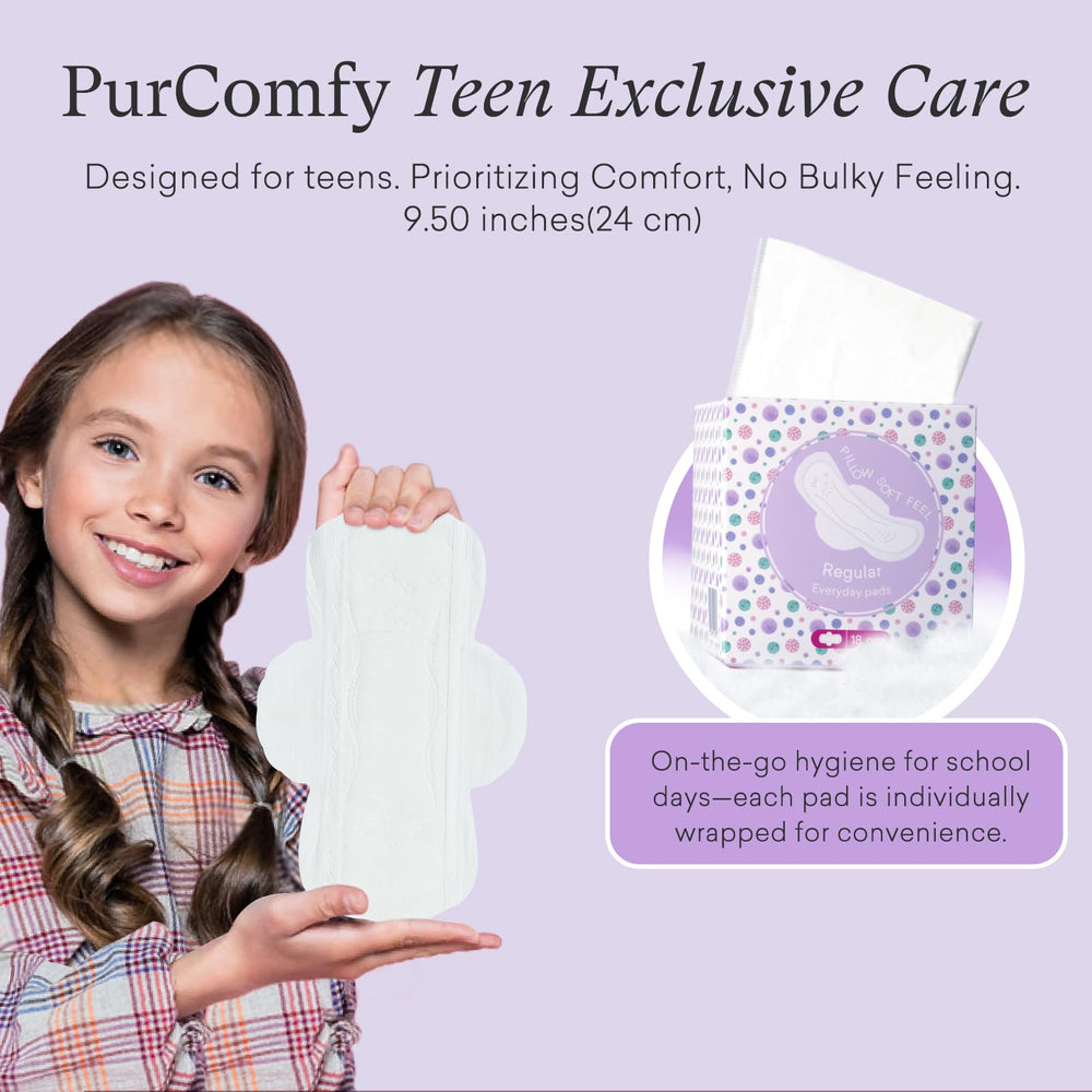 PurComfy teens regular pad in use with underwear highlights leak protection.