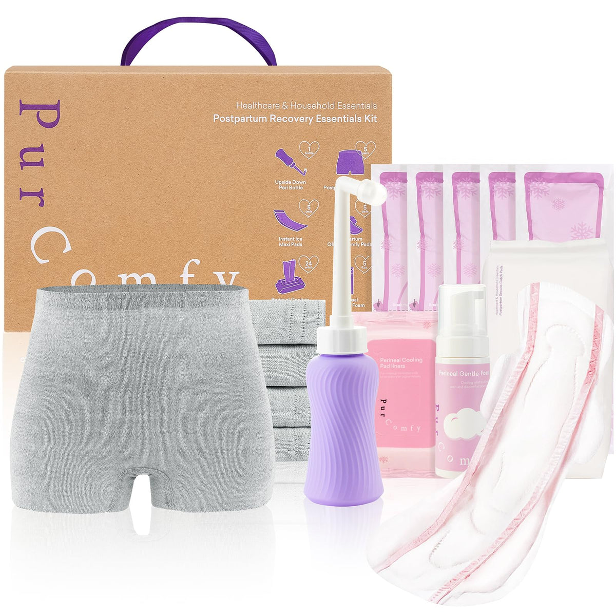 PurComfy upside-down peri bottle for targeted cleansing after delivery