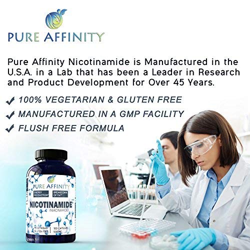 Pure Affinity Nicotinamide capsules close-up highlighting daily dosing for energy