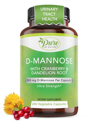 Pure By Nature D-Mannose capsules bottle shows convenient urinary support.