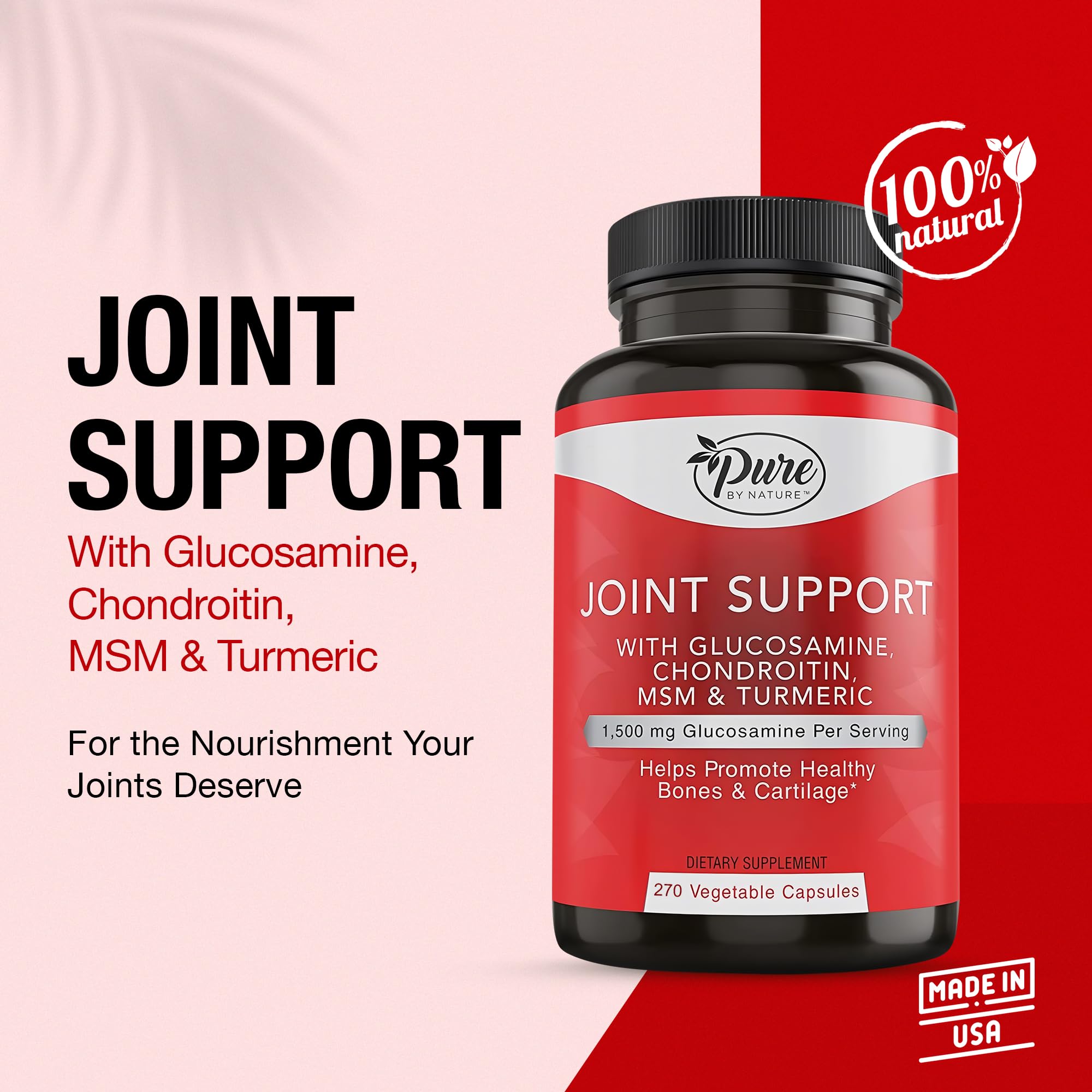 Pure By Nature Joint Support capsules close-up for daily joint care.