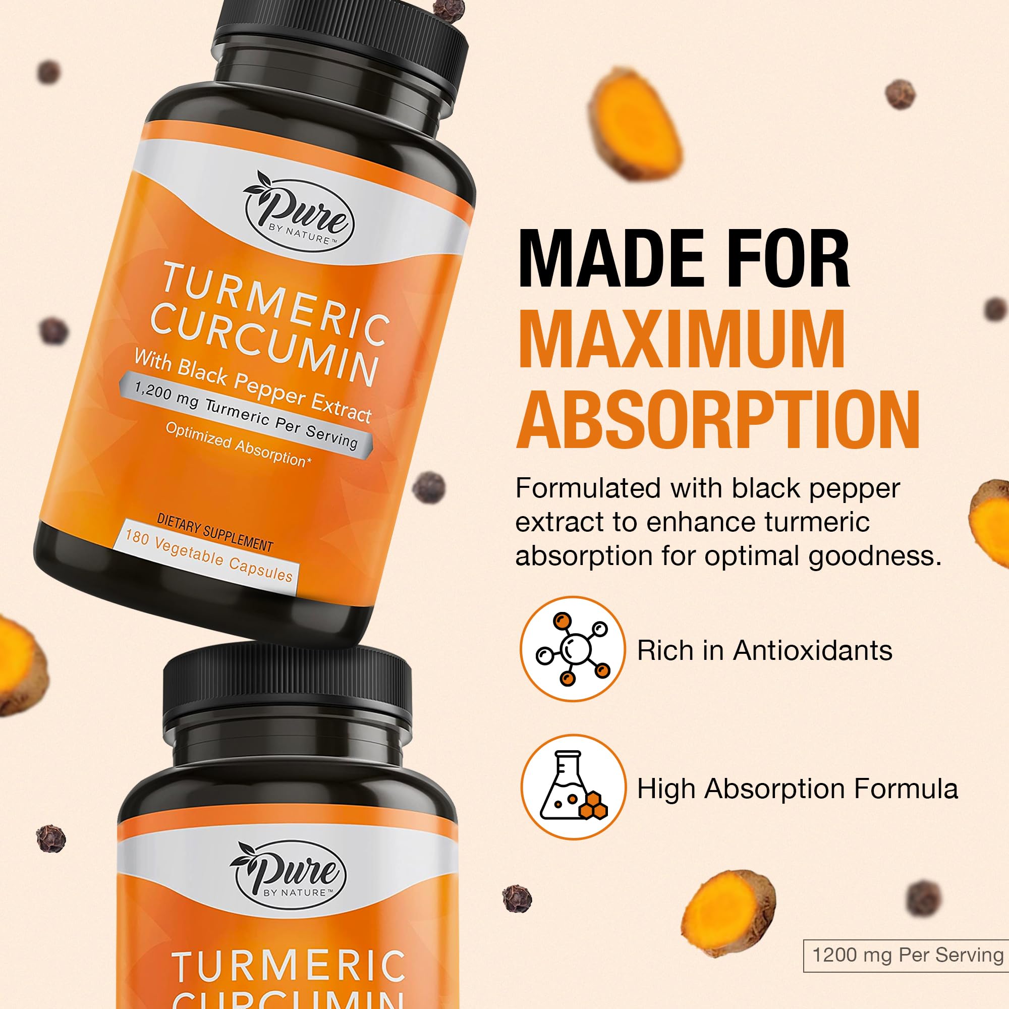 Pure By Nature organic turmeric root powder, highlighting purity and quality for daily use.
