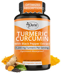Pure By Nature turmeric curcumin bottle with black pepper extract for high absorption.