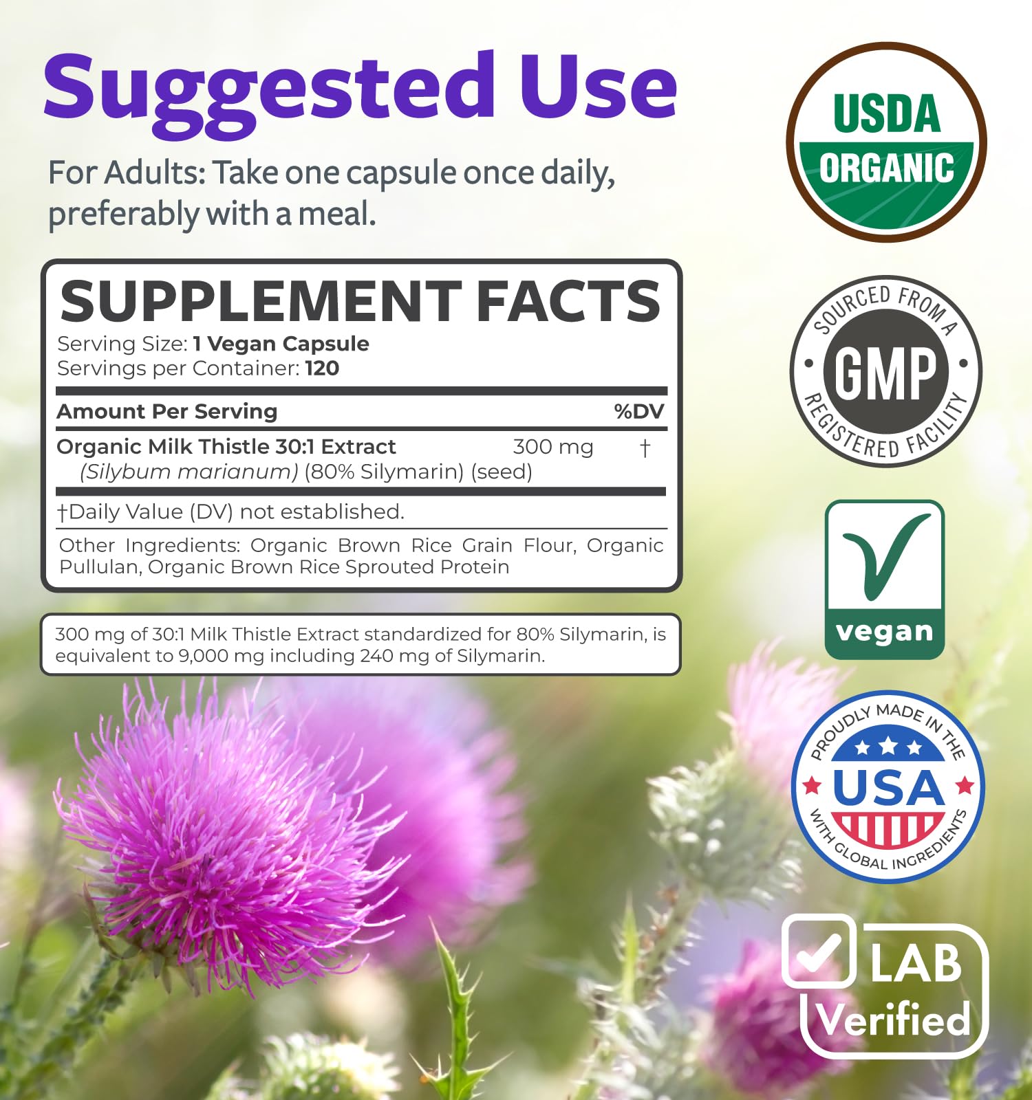 Pure Co 30:1 concentrated extract graphic illustrating high potency 80% silymarin