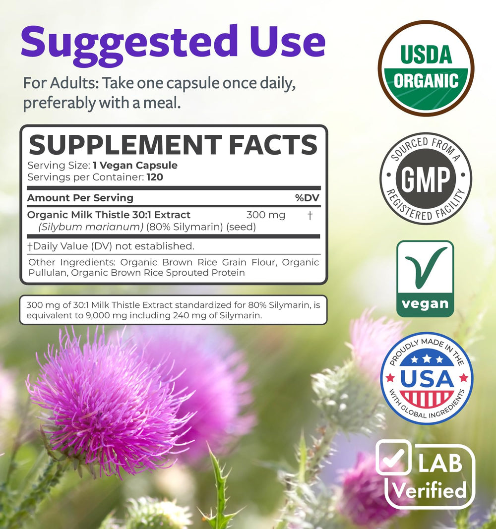Pure Co 30:1 concentrated extract graphic illustrating high potency 80% silymarin