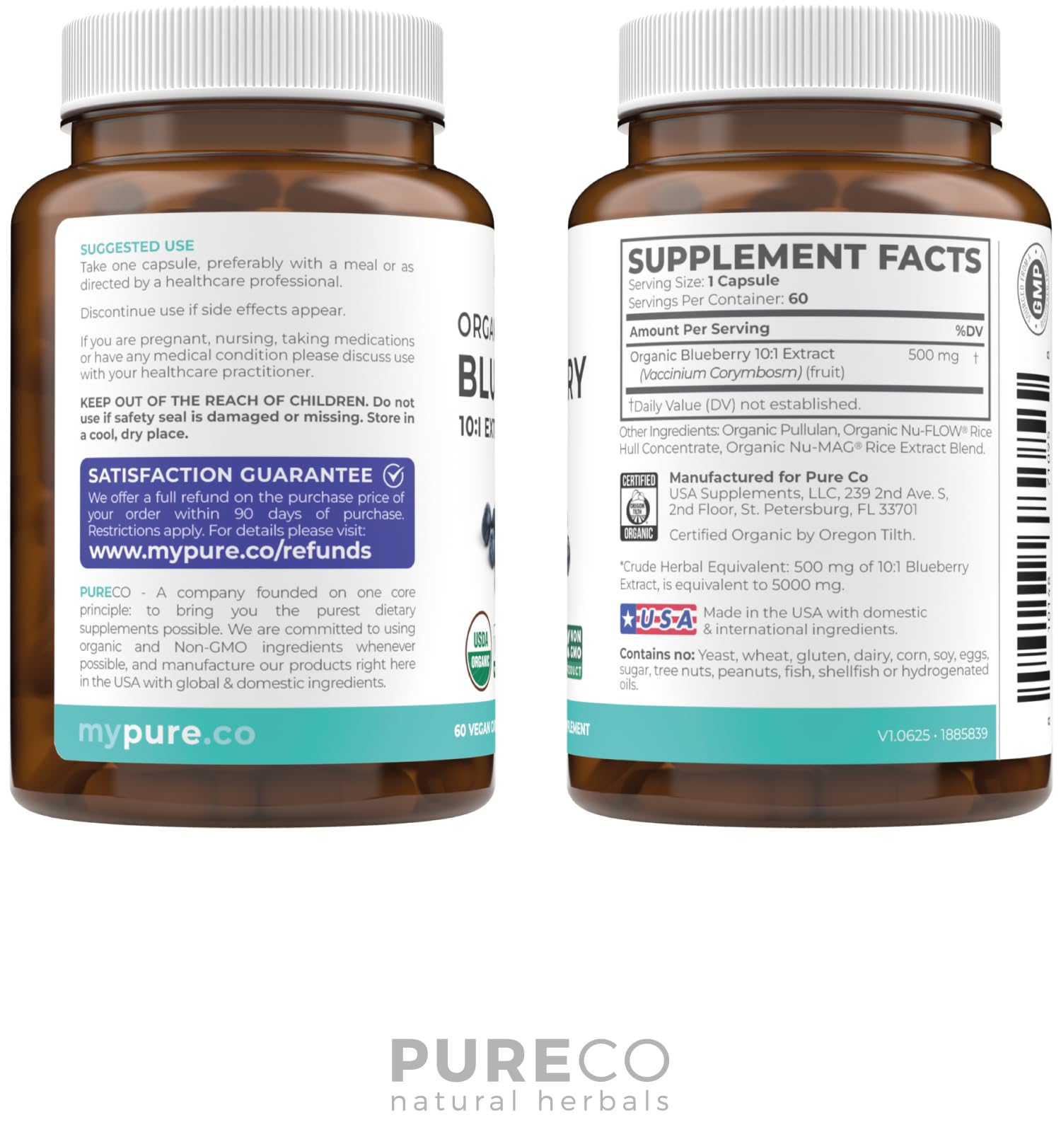 Pure Co blueberry extract capsules in lifestyle setting for everyday ritual.