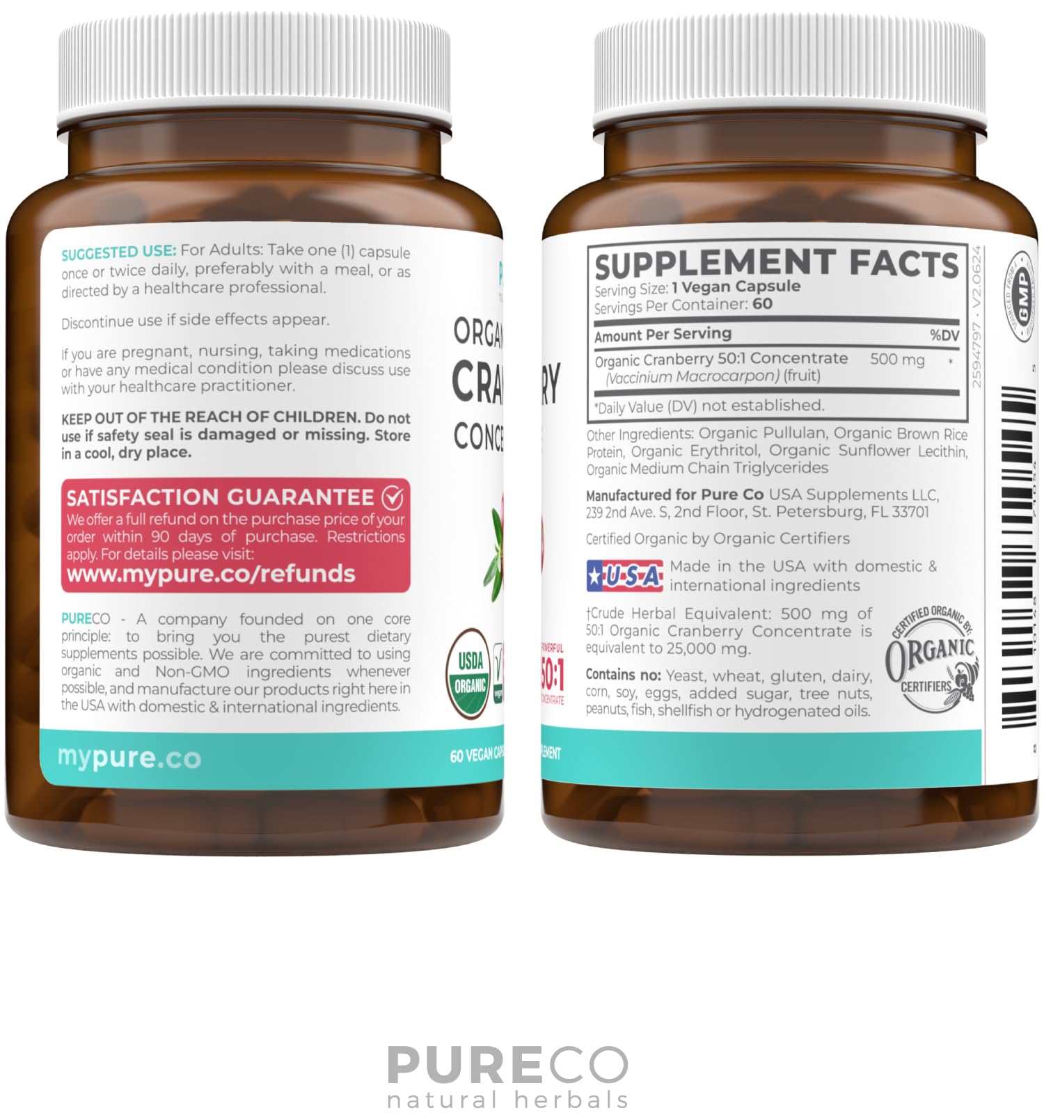 Pure Co Cranberry Pills bottle on counter for easy daily routine