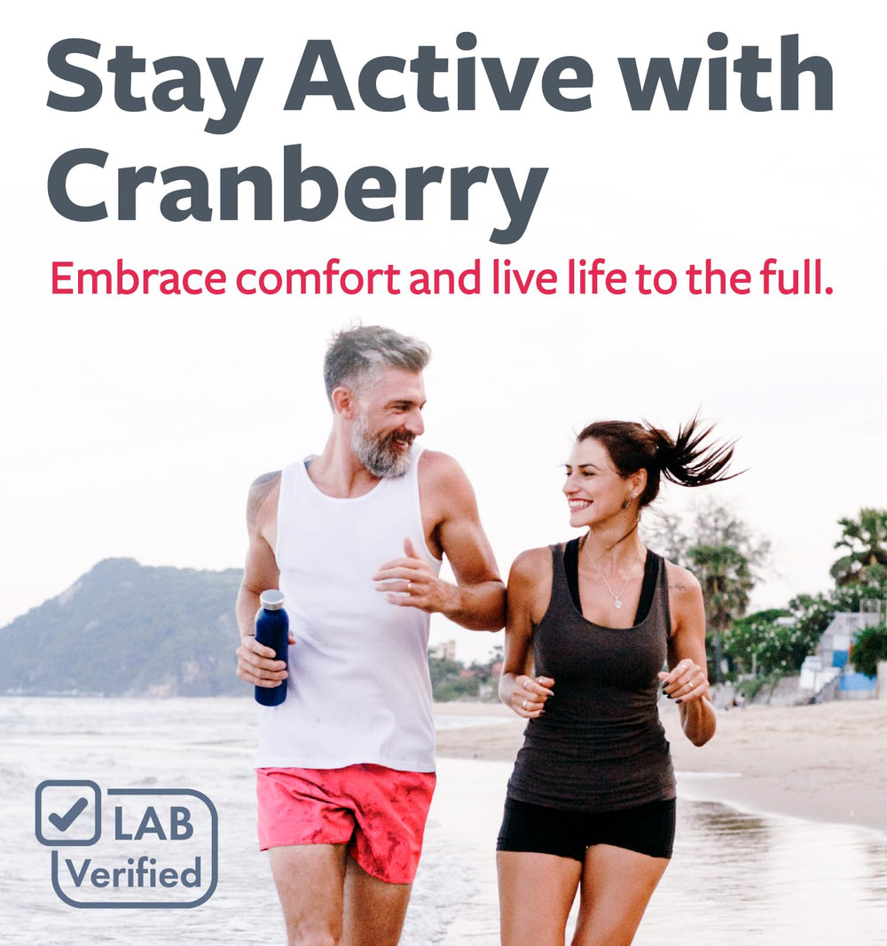 PURE CO cranberry powder packaging highlights vegan, filler-free formula.