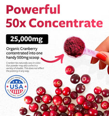 PURE CO cranberry powder poured into a glass for easy mixing