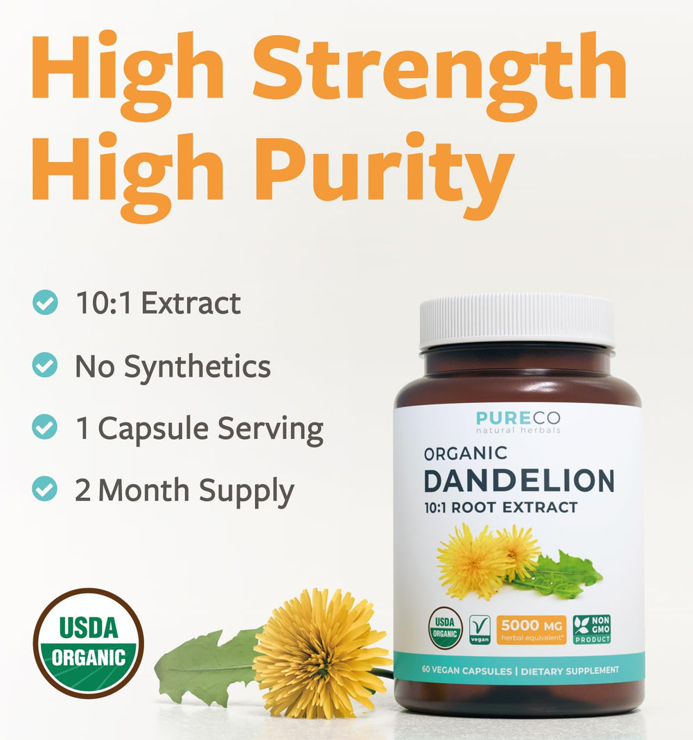 Pure Co capsules close-up, 10:1 extract strength for daily vitality.