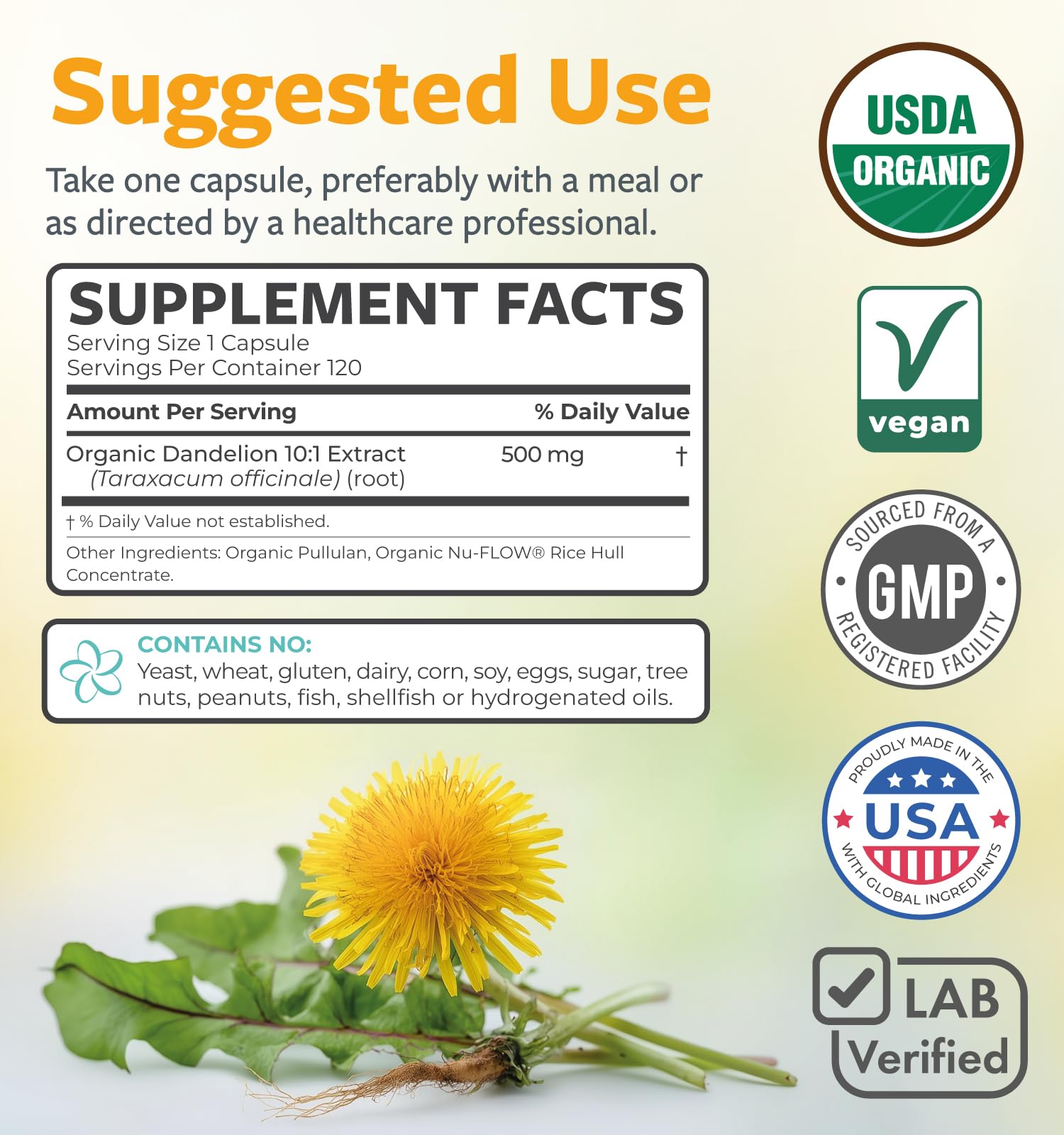 PURE CO Dandelion Root Extract pour bottle emphasizing mess-free capsules