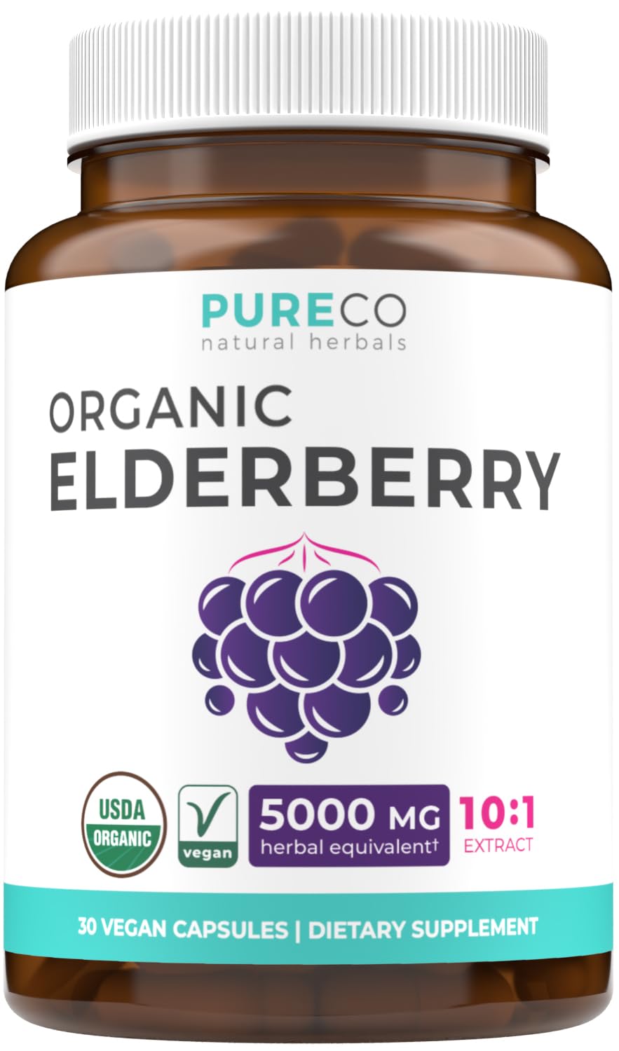 PURE CO Elderberry Capsule bottle pour supports daily immune wellness