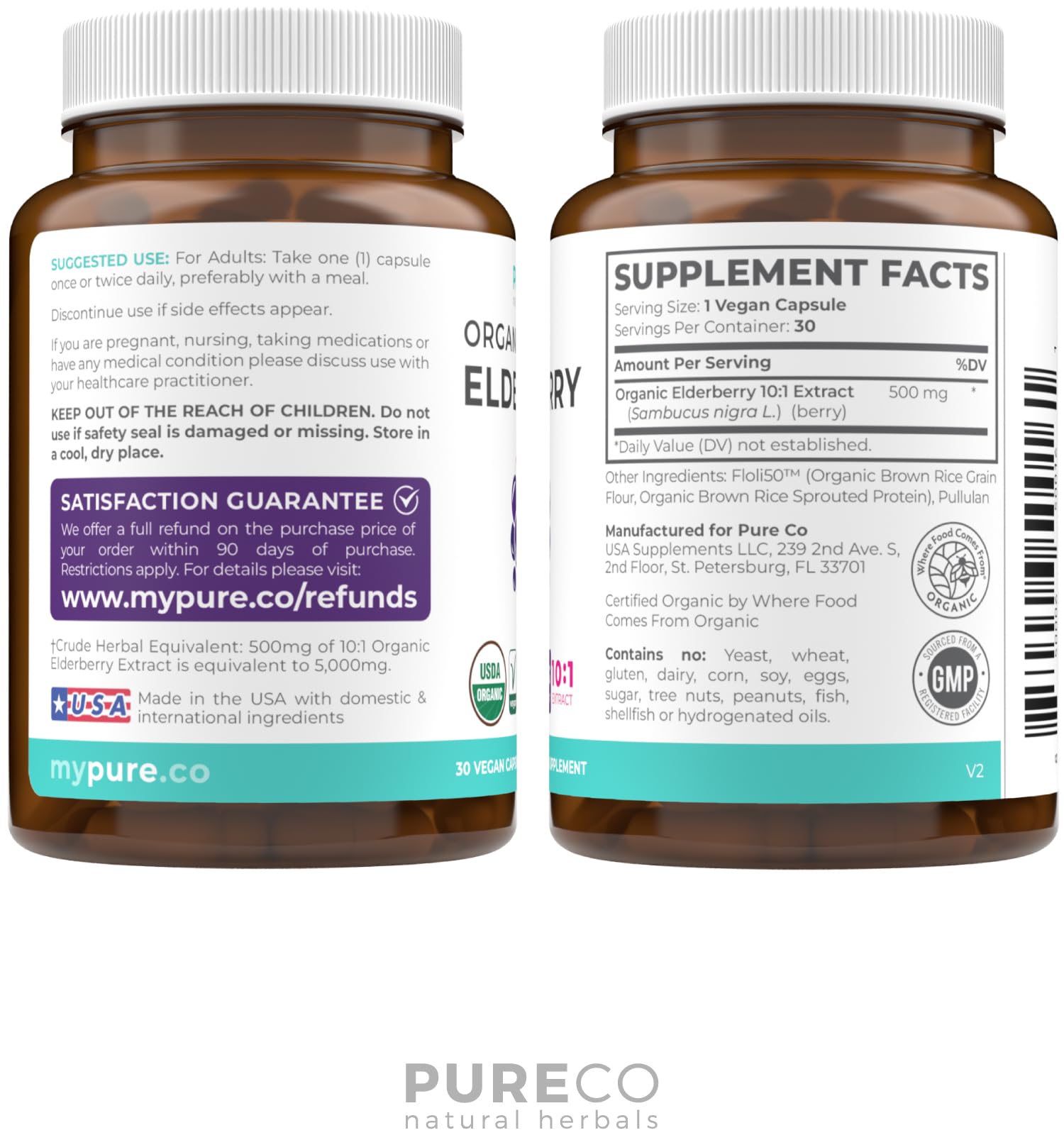PURE CO Elderberry Capsule forest imagery reinforces natural wellness