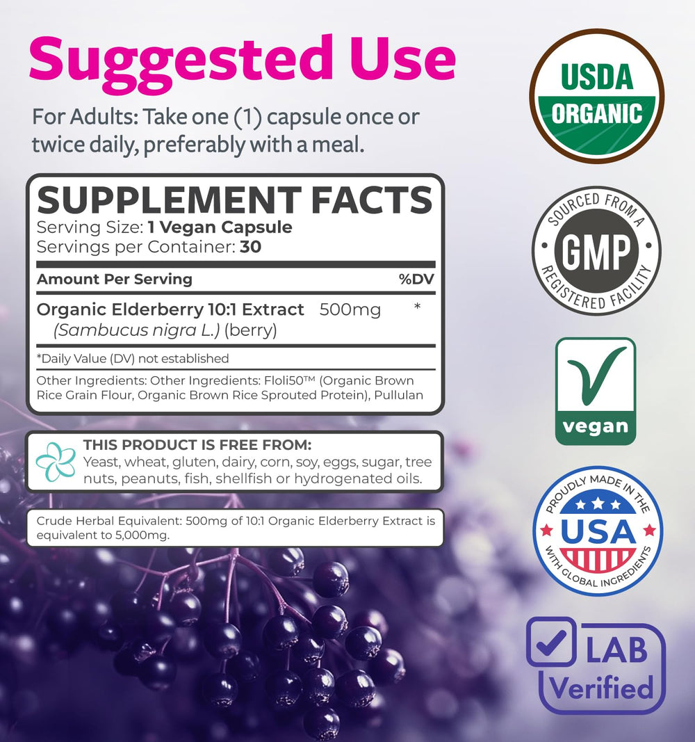 PURE CO Elderberry Capsule swallow action, easy daily supplement