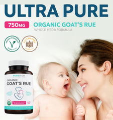 Pure Co Goat's Rue capsules arranged for daily use.